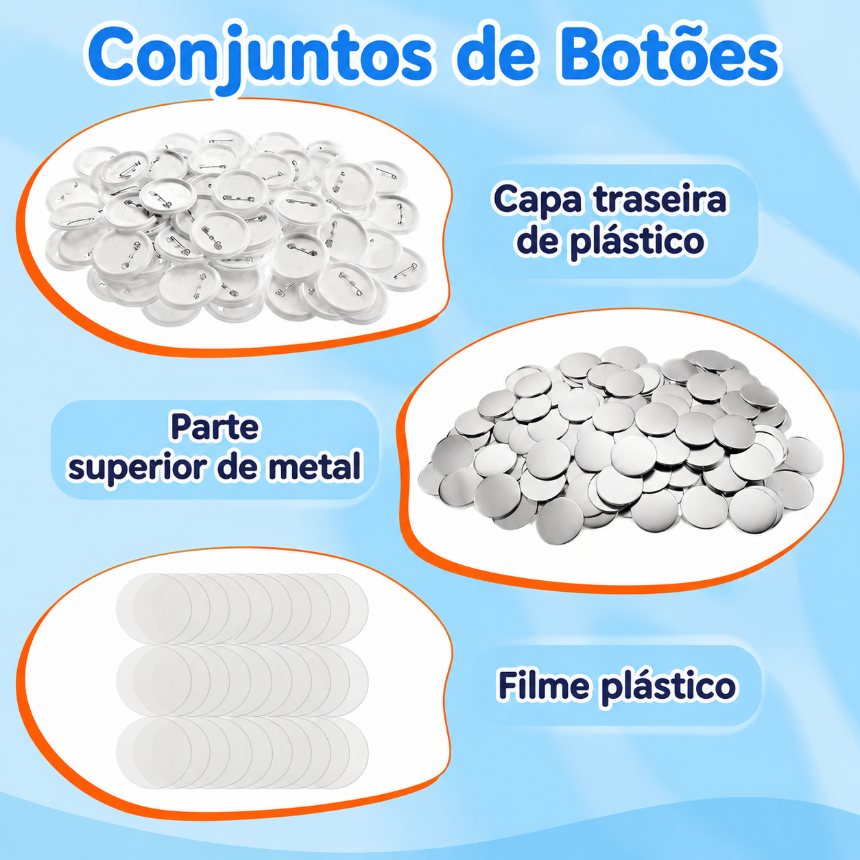Kit de Peças para Botton Maker Completo — Shell + Film PVC + Base com Pino