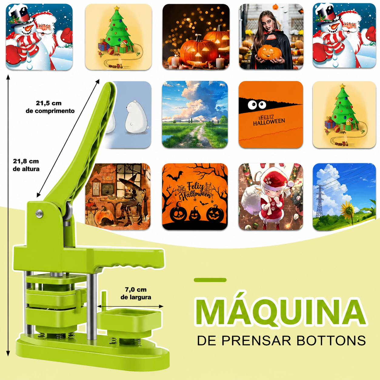 Kit Completo para Botton e Ímã de Geladeira Quadrado 50mm — 50 Conjuntos