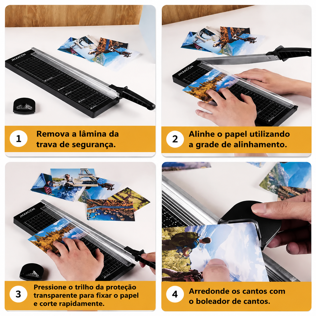 Guilhotina de Papel A4 com Arredondador de Cantos R4 — Corte Profissional em Casa
