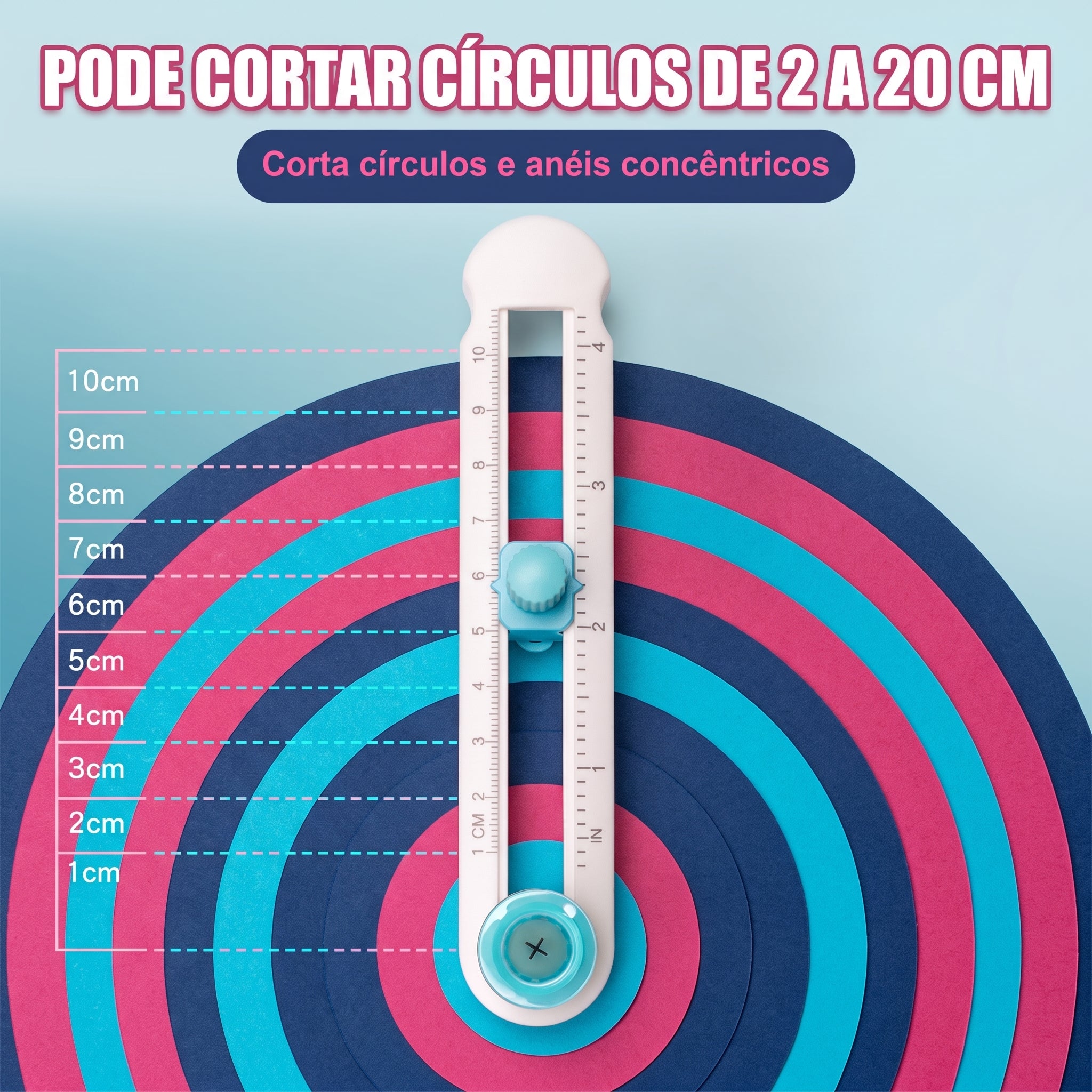 Cortador Circular Ajustável 360° — Círculos Perfeitos Sem Molde