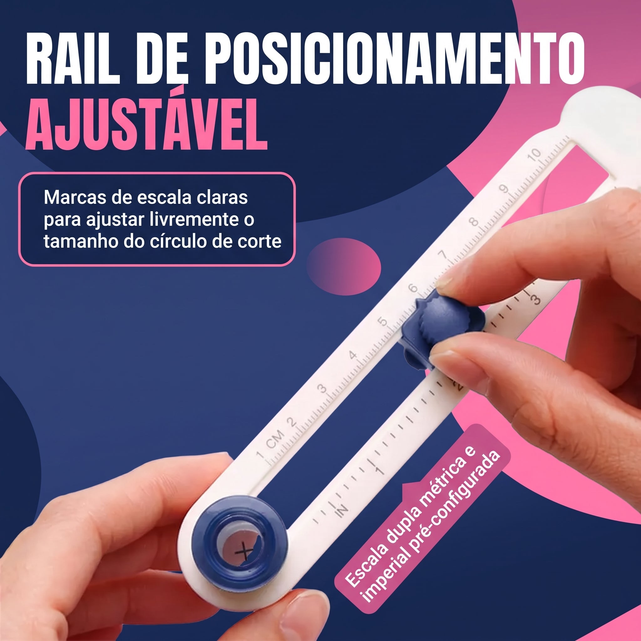 Cortador Circular Ajustável 360° — Círculos Perfeitos Sem Molde