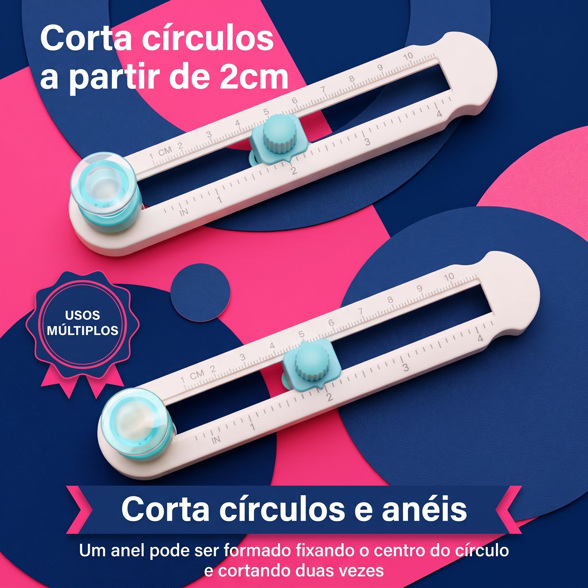 Cortador Circular Ajustável 360° — Círculos Perfeitos Sem Molde